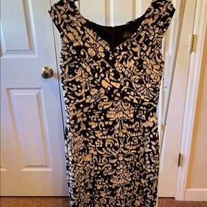 Adrianna Papell Black and Cream Midi Dress